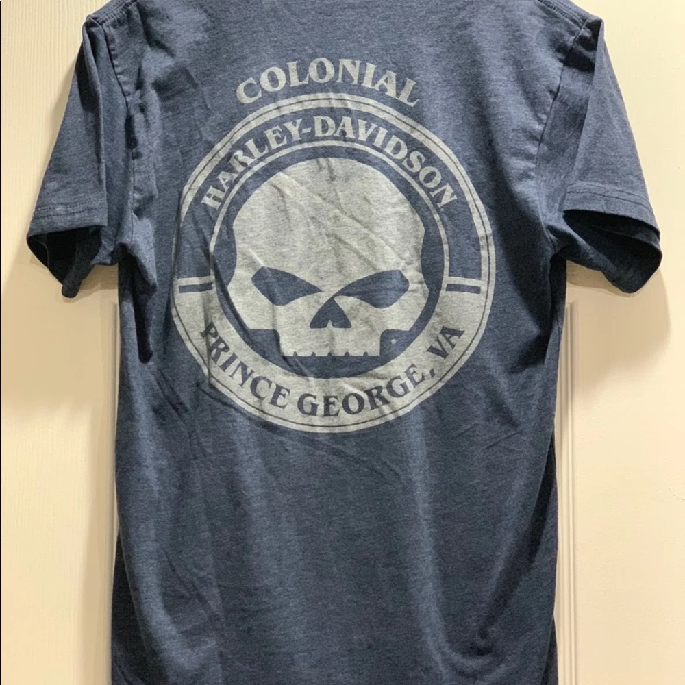 Harley Davison blue V Neck Tshirt